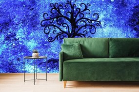 Samolepiaca tapeta strom života na modrom pozadí - 450x300