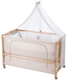 Postieľka na kolieskach s baldachýnom v prírodnej farbe 60x120 cm Liebhabär – Roba