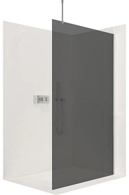 CERANO - Sprchová zástena Walk-in Onyx Top L/P - guľatá vzpera - chróm, grafitové sklo - 120x200 cm, CER-CER-8050BD1425