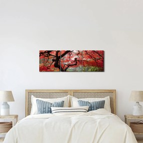 Obraz červeného japonského javora, Portland, Oregon (s hodinami) (90x30 cm)