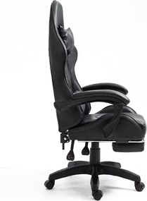 LEAN Kancelárska stolička s opierkou na nohy a vankúšmi – čierna