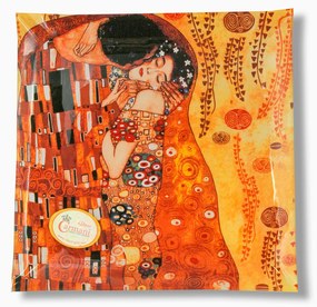 Sklenená tácka 25x25 cm Gustav Klimt The Kiss, CARMANI