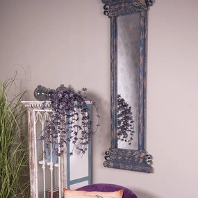 Modro-hnedé antik drevené nástenné zrkadlo Mirael - 45*4*131 cm