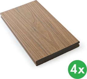 Terasové dosky WPC koextrudované, plný profil, 140 × 23 × 2850 mm, 4 ks, teak