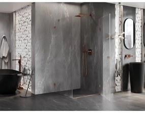 Mexen Lunar-B, pravostranný výklopný sprchový kút 100 x 100 cm, 8mm číre sklo, profil medená matná, 832-100-100-65-00-P