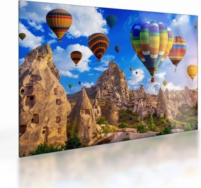 Sklenený obraz - Teplovzdušné balóny, Cappadocia, Turkey. (70x50 cm)