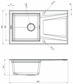 DEANTE PRIME BICOLOR ZSR_G11T Jednodrez s odkvapom, granit grafit-antracit - Deante