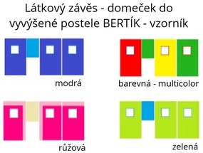 Látkový záves - domček do vyvýšenej postele BERTÍK - farebný (multicolor)