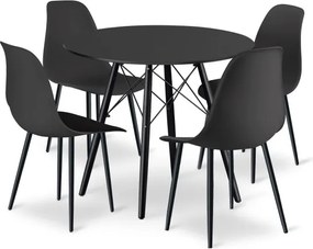 Jedálenský stôl TODI čierny, so štyrmi stoličkami WAT čierne