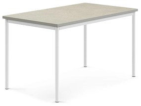 Stôl SONITUS, 1400x800x760 mm, linoleum - svetlošedá, biela