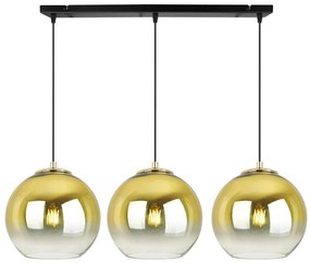 Závesné svietidlo Bergen Gold, 3x zlaté/transparentné sklenené tienidlo (fi 20cm)