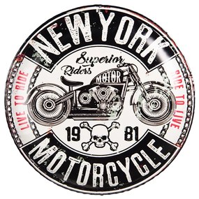 Nástenná kovová ceduľa na stenu New York Motorcycle - Ø 35*2 cm