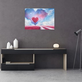Obraz - Ružový strom srdca (70x50 cm)