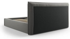 Sivá čalúnená dvojlôžková posteľ s úložným priestorom a roštom 160x200 cm Elio – Milo Casa