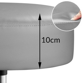 Casaria Taburetka na kolieskach OXANA s opierkou na nohy, Ø35cm šedá