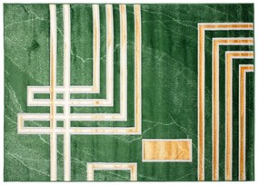 Zaujímavý moderný zelený koberec so zlatým vzorom Šírka: 80 cm | Dĺžka: 150 cm