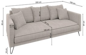 Svetlohnedá ženilková pohovka 200 cm Freya – Ropez