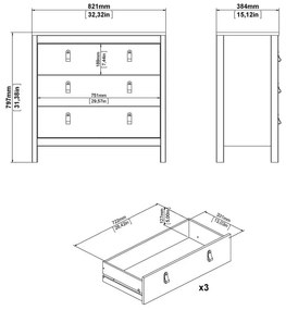 Čierna nízka komoda 82x80 cm Madrid – Tvilum
