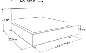 Moderná čalúnená posteľ LONG - Železný rám,120x200