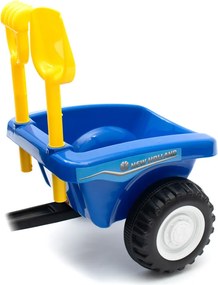 Detské odrážadlo traktor s vlečkou a náradim Baby Mix New Holland modrý