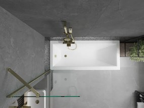Mexen Next, vaňová  zástena 1-krídlová 60 x 150 cm, fixné krídlo, 6 mm číre sklo, zlatý profil, 895-060-000-00-00-50