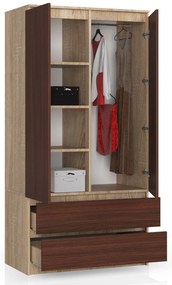 Šatníková skriňa Safwan  (dub sonoma + wenge). Vlastná spoľahlivá doprava až k Vám domov. 1069445