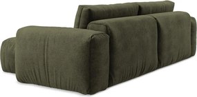 Zelená ženilková rozkladacia rohová pohovka (pravý roh/s leňoškou) Kuki – Makamii