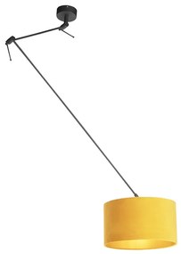 Závesná lampa s velúrovým odtieňom okrová so zlatom 35 cm - Blitz I čierna