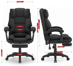 Ergonomická kancelárska stolička HC-1031 s podnožkou - čierna