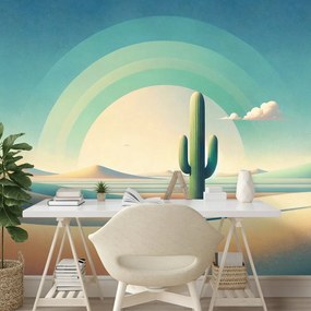 Tapeta pastelová púšť s kaktusom
