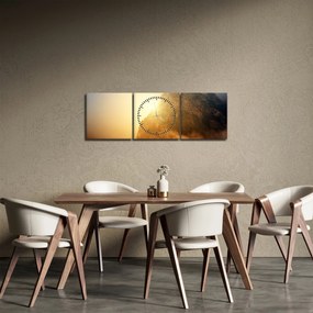 Obraz hory v hmle (s hodinami) (90x30 cm)