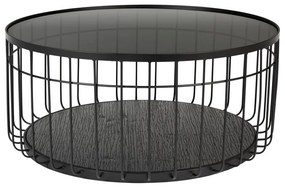 Čierny okrúhly konferenčný stolík so sklenenou doskou 80x80 cm Lance – White Label