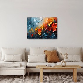 Sklenený obraz - Abstraktná maľba kvetov III. (70x50 cm)