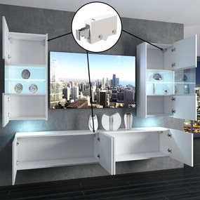 Obývacia stena Belini Premium Full Version čierny lesk / dub wotan + LED osvetlenie Nexum 82