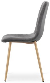 Set dvoch jedálenských stoličiek TURIN zamatové, tmavosivé / hnedé nohy (2 ks)