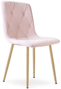 Jedálenská stolička LIBRA svetloružová / hnedé nohy