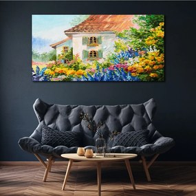 Obraz canvas Vidiek kvety dom príroda