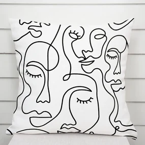 Biante Bavlnená obliečka na vankúš Sandra SA-570 Abstraktné tváre na bielom 50 x 60 cm