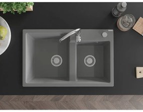 Mexen Tomas, granitový drez 800x500x190 mm, 2-komorový, šedá, 6516802000-71