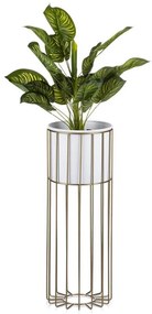 Kovový kvetináč LOFT 55x20 cm zlatá/biela