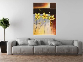 Gario Ručne maľovaný obraz Žlté kvietky Rozmery: 70 x 100 cm