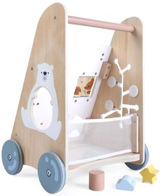 Drevené vzdelávacie chodítko s pohyblivými prvkami,