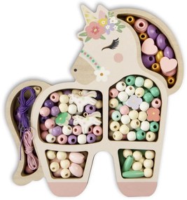 Drevené pastelové koráliky - Jednorožec, 170 ks