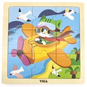 Viga Drevené puzzle pre najmenších Viga 9 ks Lietadlo