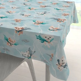 Biante Detský bavlnený štvorcový obrus Sandra SA-651 Psí superhrdinovia na ľadovo modrom 90x90 cm