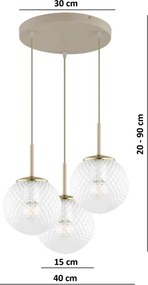 Brilagi - Závesné svietidlo na lanku STELLA 3xE27/60W/230V béžové/zlaté