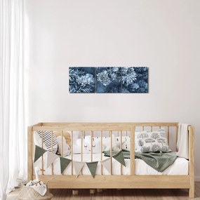 Obraz - Zasnežený les (s hodinami) (90x30 cm)