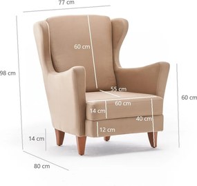 Křeslo Lola samet krémové
