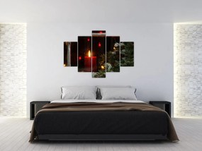 Obraz - Žiariaca vianočná sviečka (150x105 cm)