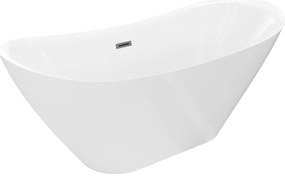 Mexen Lotos, voľne stojaca vaňa 150 x 75 cm, biela, prepad brúsený grafit, 52051507700-66